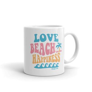 Love Beach Happiness Mug, Funny Coffee Mug, Beach Mug, Vacation Gift